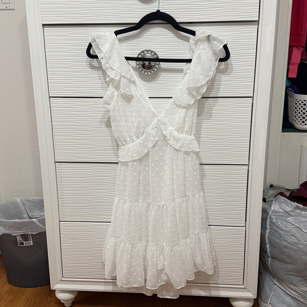 Altar'd State White Ruffled Mini Dress
